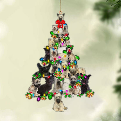 Ornament- Skye Terrier-Christmas Tree Lights-Two Sided Ornament, Happy Christmas Ornament, Car Ornament - Best gifts your whole family