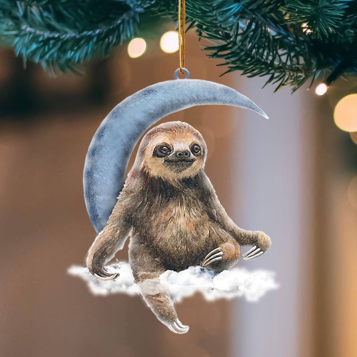 Ornament- Sloth Blue Moon Hanging Ornament Dog Ornament, Car Ornament, Christmas Ornament - Best gifts your whole family