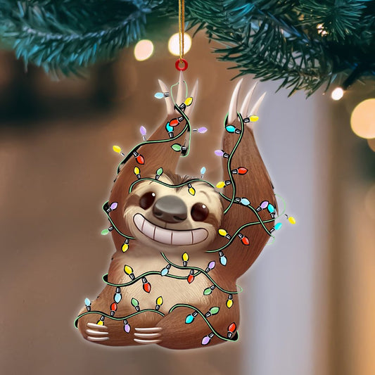 Ornament- Sloth Christmas Light Hanging Ornament Dog Ornament, Car Ornament, Christmas Ornament - Best gifts your whole family