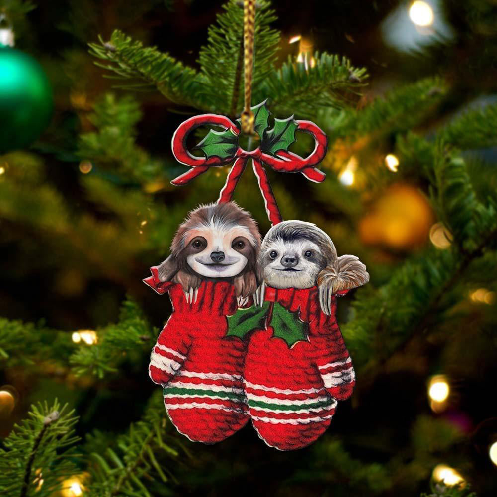 Ornament- Sloth Inside Your Gloves Christmas Holiday-Two Sided Ornament, Christmas Ornament, Car Ornament - Best gifts your whole family