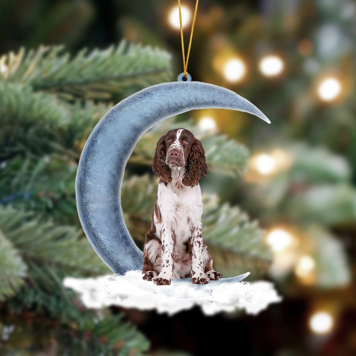 Ornament- Springer Spaniel Sits On The Moon Hanging Ornament Dog Ornament, Car Ornament, Christmas Ornament - Best gifts your whole family