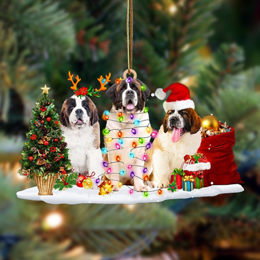 Ornament- St Bernard-Christmas Dog Friends Hanging Ornament, Happy Christmas Ornament, Car Ornament - Best gifts your whole family