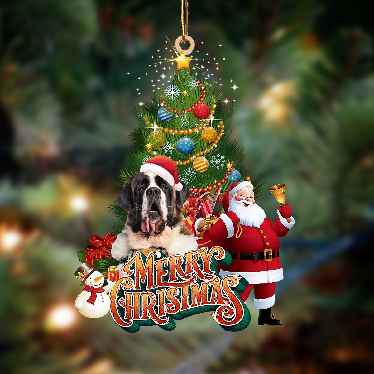 Ornament- St Bernard-Christmas Tree&Dog Hanging Ornament, Happy Christmas Ornament, Car Ornament - Best gifts your whole family