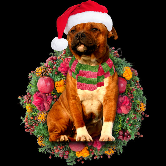 Ornament- Staffie Christmas Ornament, Happy Christmas Ornament, Car Ornament - Best gifts your whole family