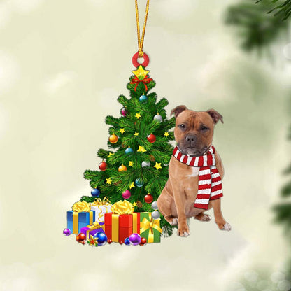 Ornament- Staffordshire Bull Terriers-Christmas Star Hanging Ornament, Happy Christmas Ornament, Car Ornament - Best gifts your whole family