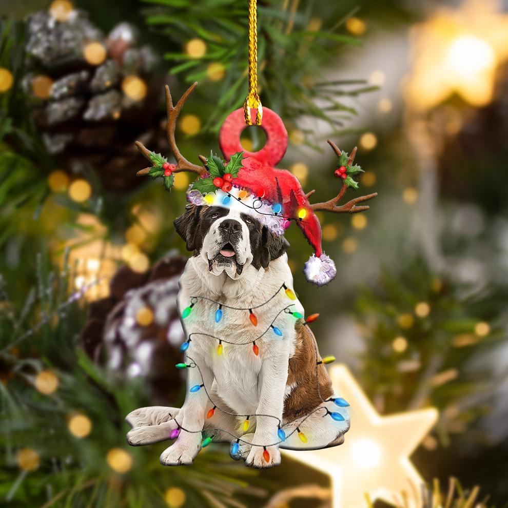 Ornament- ST.Bernard Christmas Shape Ornament, Happy Christmas Ornament, Car Ornament - Best gifts your whole family