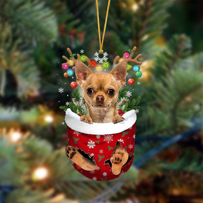 Ornament- TAN Chihuahua-In Christmas Pocket Two Sides Ornament, Happy Christmas Ornament, Car Ornament - Best gifts your whole family