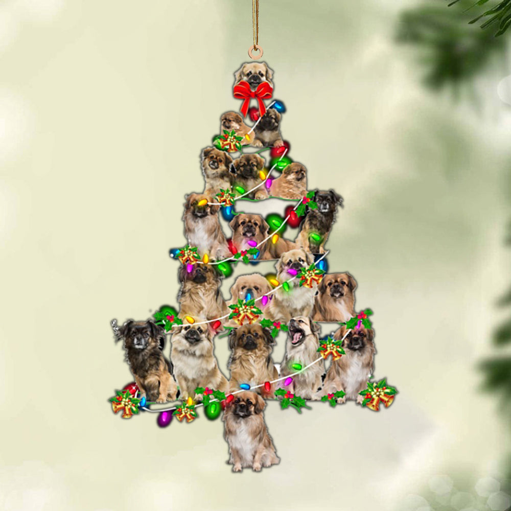 Ornament- Tibetan Spaniel-Christmas Tree Lights-Two Sided Ornament, Happy Christmas Ornament, Car Ornament - Best gifts your whole family