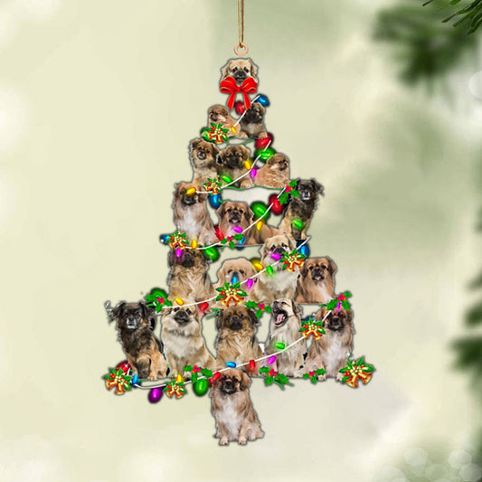 Ornament- Tibetan Spaniel-Christmas Tree Lights-Two Sided Ornament, Happy Christmas Ornament, Car Ornament - Best gifts your whole family