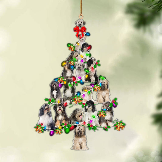 Ornament- Tibetan Terrier-Christmas Tree Lights-Two Sided Ornament, Happy Christmas Ornament, Car Ornament - Best gifts your whole family