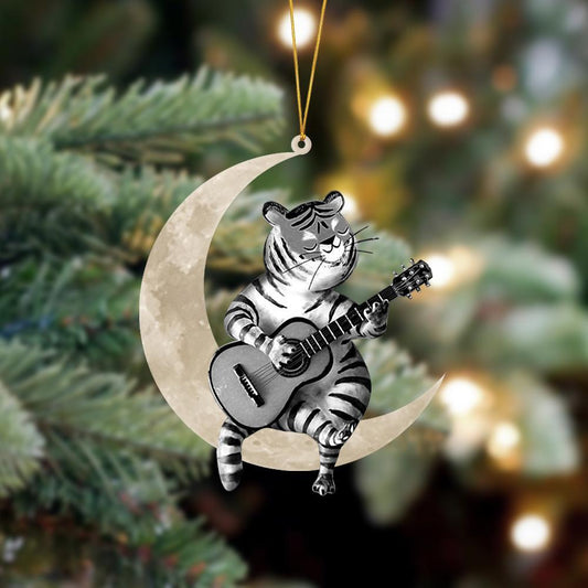 Ornament- Tiger Sits On The Moon Hanging Ornament Dog Ornament, Car Ornament, Christmas Ornament - Best gifts your whole family