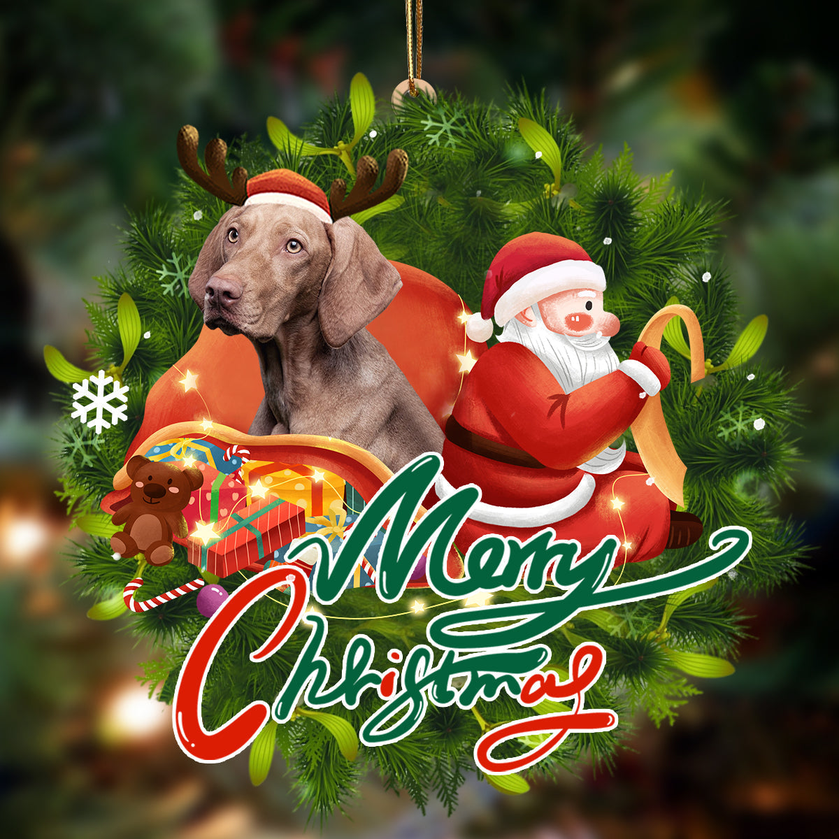 Ornament- Vizsla-Santa & dog Hanging Ornament, Happy Christmas Ornament, Car Ornament - Best gifts your whole family