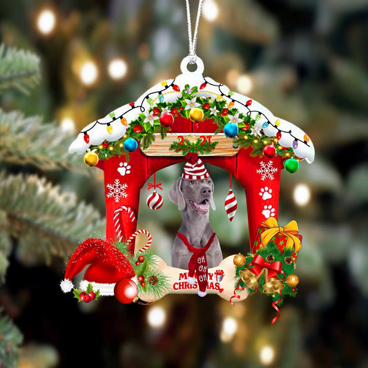 Ornament- Weimaraner-Christmas House Two Sided Ornament, Happy Christmas Ornament, Car Ornament - Best gifts your whole family