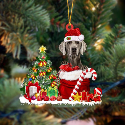 Ornament- Weimaraner Gift Bag Merry Christmas Ornament Dog Ornament, Car Ornament, Christmas Ornament - Best gifts your whole family