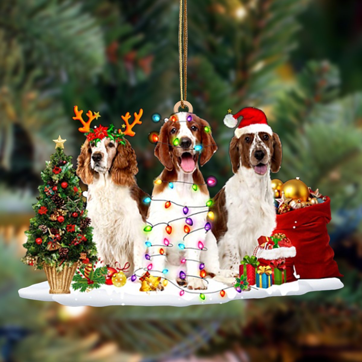 Ornament- Welsh Springer Spaniel-Christmas Dog Friends Hanging Ornament, Christmas Ornament, Car Ornament - Best gifts your whole family
