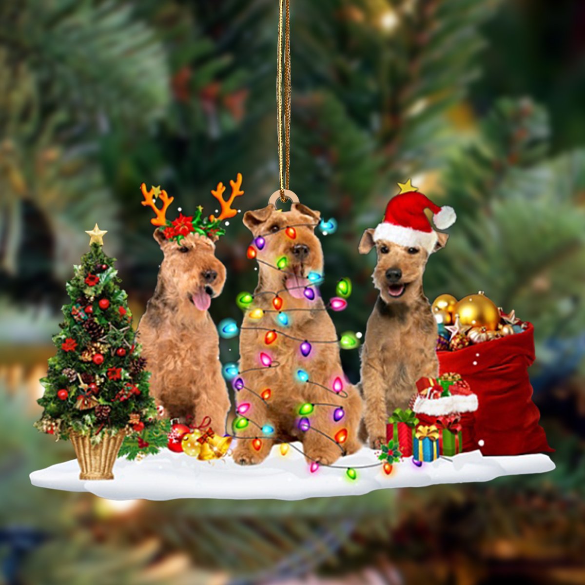 Ornament- Welsh Terrier-Christmas Dog Friends Hanging Ornament, Happy Christmas Ornament, Car Ornament - Best gifts your whole family