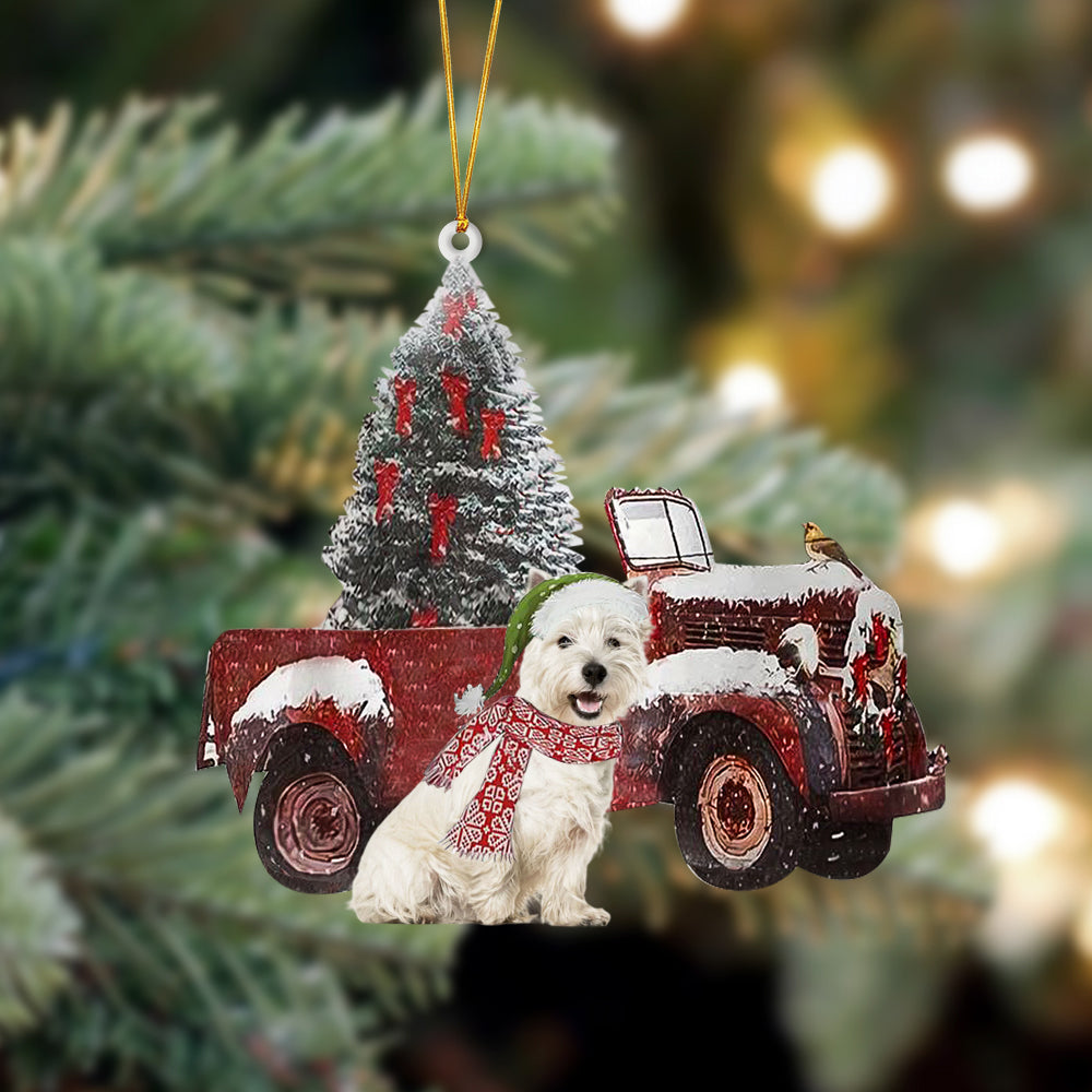 Ornament- West Highland White Terrier-Christmas Truck Two Sided Ornament, Christmas Ornament, Car Ornament - Best gifts your whole family