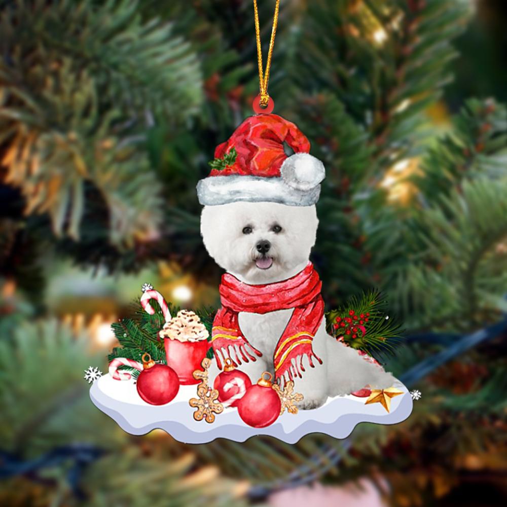 Ornament- WHITE Bichon Frise-Better Christmas Hanging Ornament, Happy Christmas Ornament, Car Ornament - Best gifts your whole family