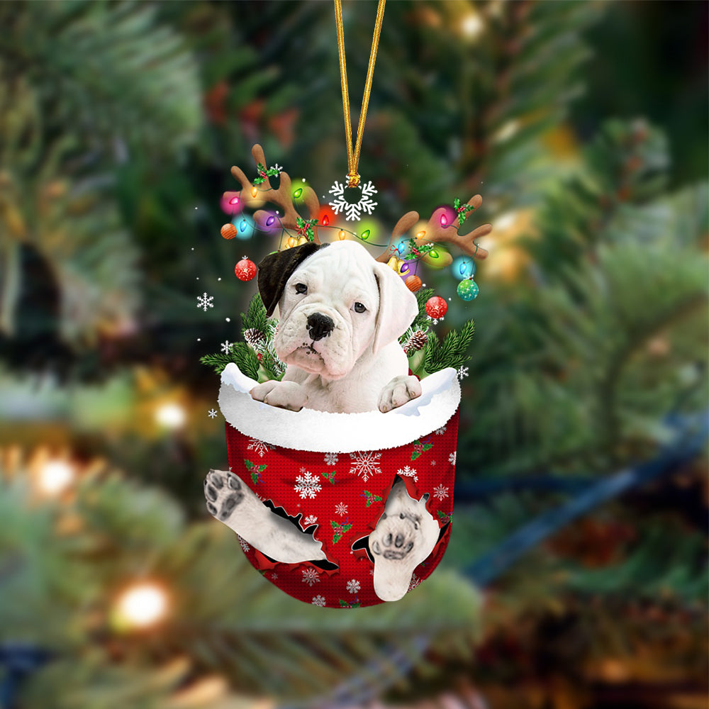 Ornament- WHITE Boxer-In Christmas Pocket Two Sides Ornament, Happy Christmas Ornament, Car Ornament - Best gifts your whole family