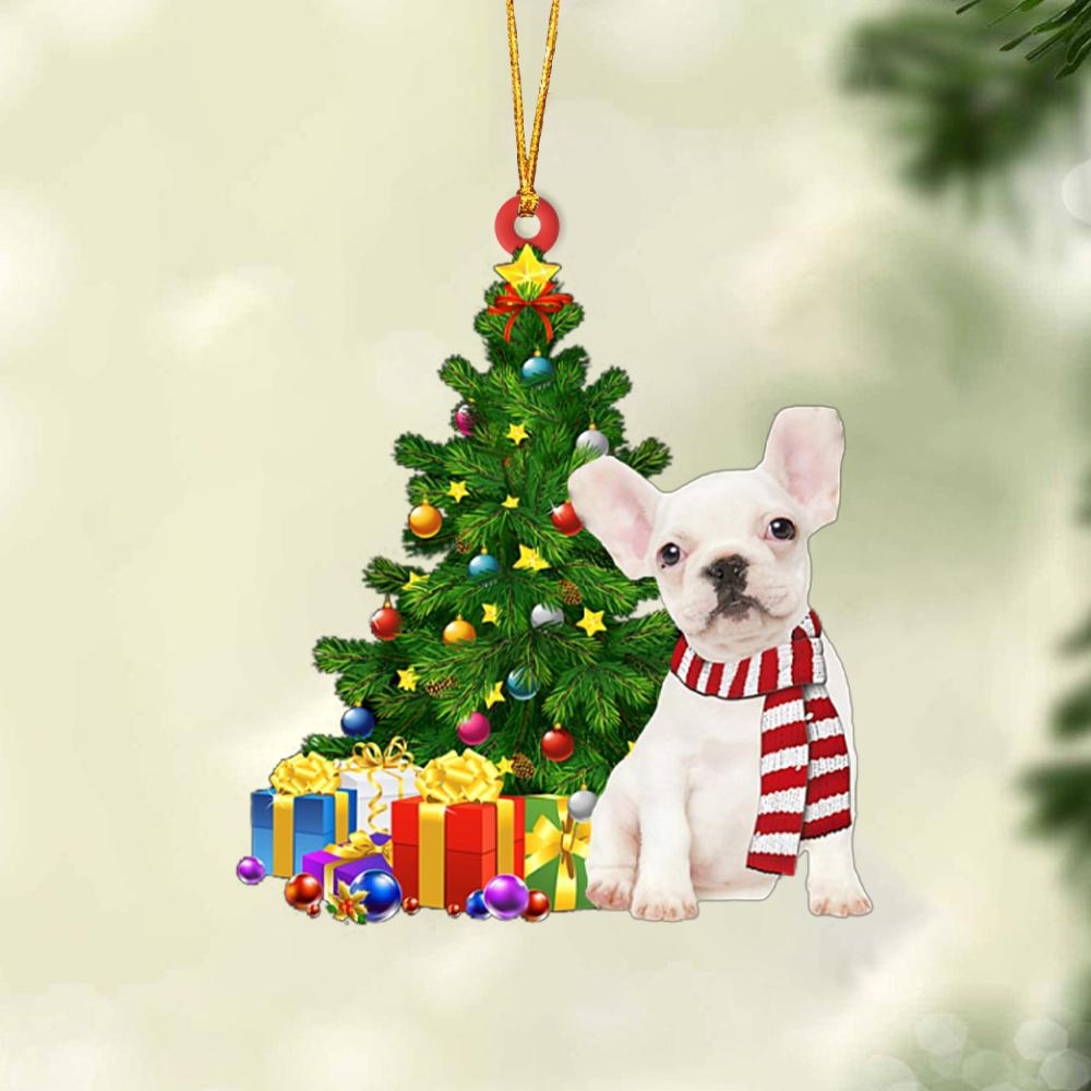 Ornament- WHITE French Bulldog-Christmas Star Hanging Ornament, Happy Christmas Ornament, Car Ornament - Best gifts your whole family