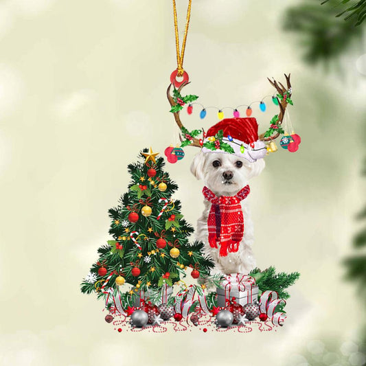 Ornament- WHITE Maltese-Christmas Tree Gift Hanging Ornament, Happy Christmas Ornament, Car Ornament - Best gifts your whole family