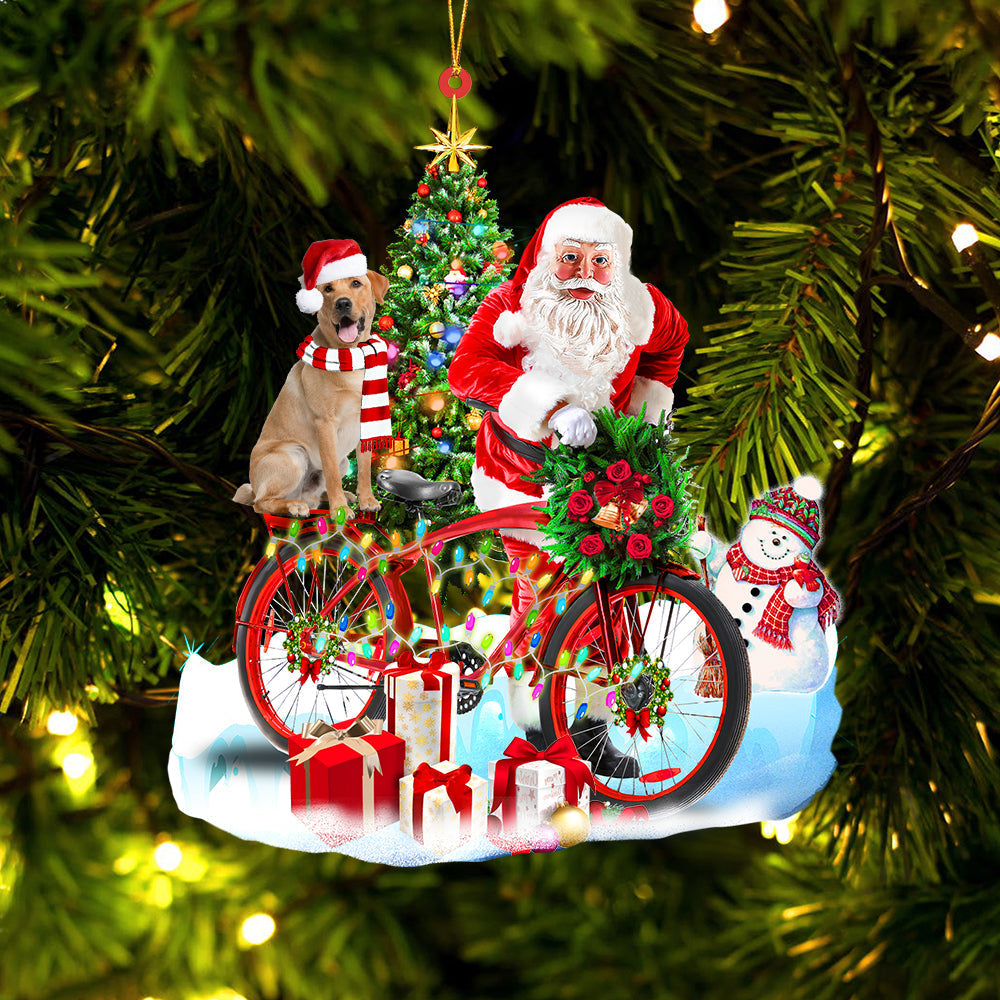 Ornament- Yellow Labrador Retriever On Santa's Bike Ornament Dog Ornament, Car Ornament, Christmas Ornament - Best gifts your whole family