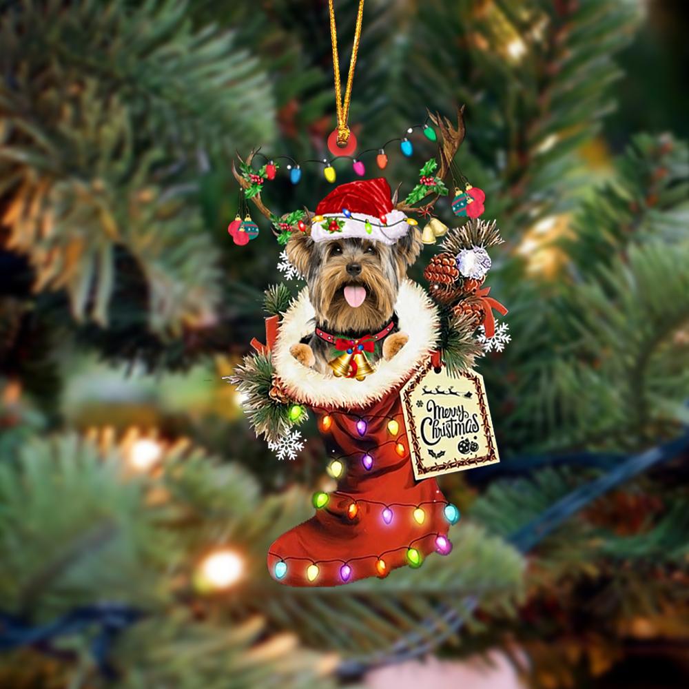 Ornament- Yorkshire 1-Xmas Boot-Two Sided Ornament, Happy Christmas Ornament, Car Ornament - Best gifts your whole family