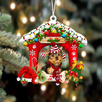 Ornament- Yorkshire Terrier 2-Christmas House Two Sided Ornament, Happy Christmas Ornament, Car Ornament - Best gifts your whole family
