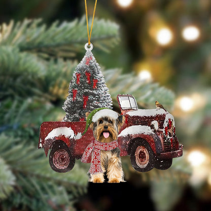 Ornament- Yorkshire Terrier 2-Christmas Truck Two Sided Ornament, Happy Christmas Ornament, Car Ornament - Best gifts your whole family