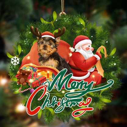 Ornament- Yorkshire Terrier-Santa & dog Hanging Ornament, Happy Christmas Ornament, Car Ornament - Best gifts your whole family