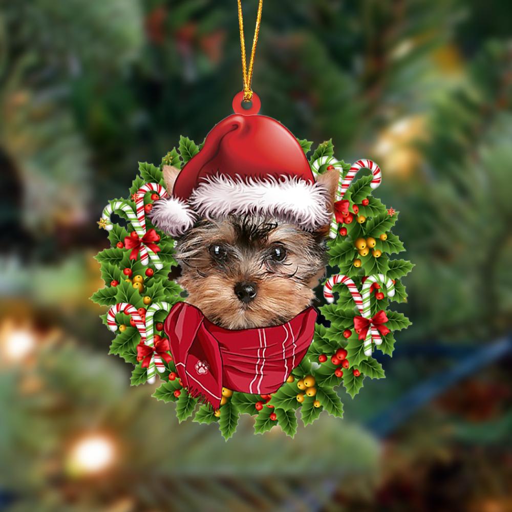 Ornament- Yorkshire Terrier-Xmas Bandana Hanging Ornament, Happy Christmas Ornament, Car Ornament - Best gifts your whole family