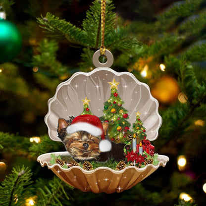 Ornament- Yorkshire Terrier2-Sleeping Pearl in Christmas Two Sided Ornament, Christmas Ornament, Car Ornament - Best gifts your whole family