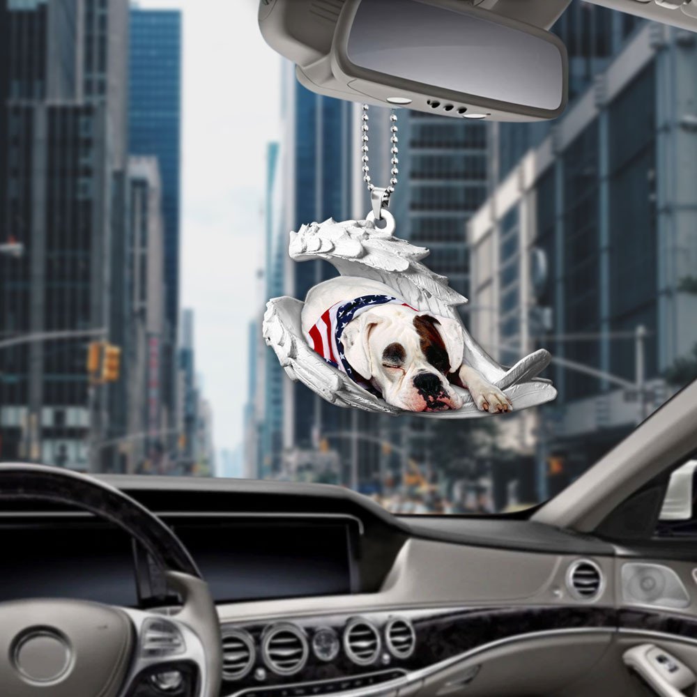 Ornaments- American Bulldog- Sleeping Angel-Two Sided Ornament, Dog Ornaments, Car Ornament - Best gifts your whole family