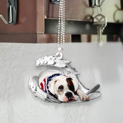 Ornaments- American Bulldog- Sleeping Angel-Two Sided Ornament, Dog Ornaments, Car Ornament - Best gifts your whole family