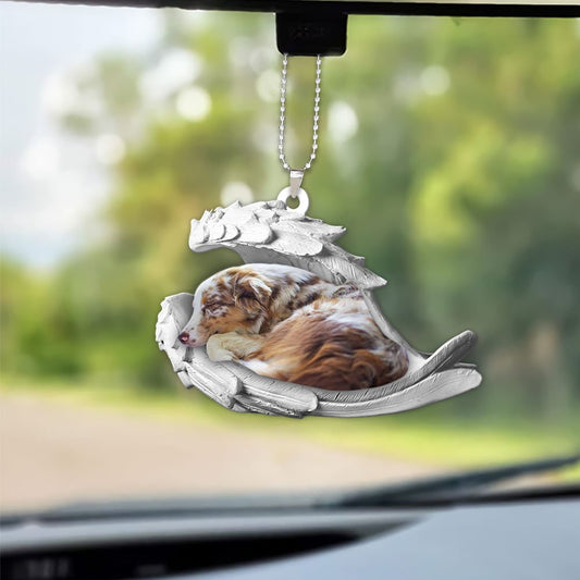 Ornaments- Australian Shepherd- Sleeping Angel-Two Sided Ornament, Dog Ornaments, Car Ornament - Best gifts your whole family