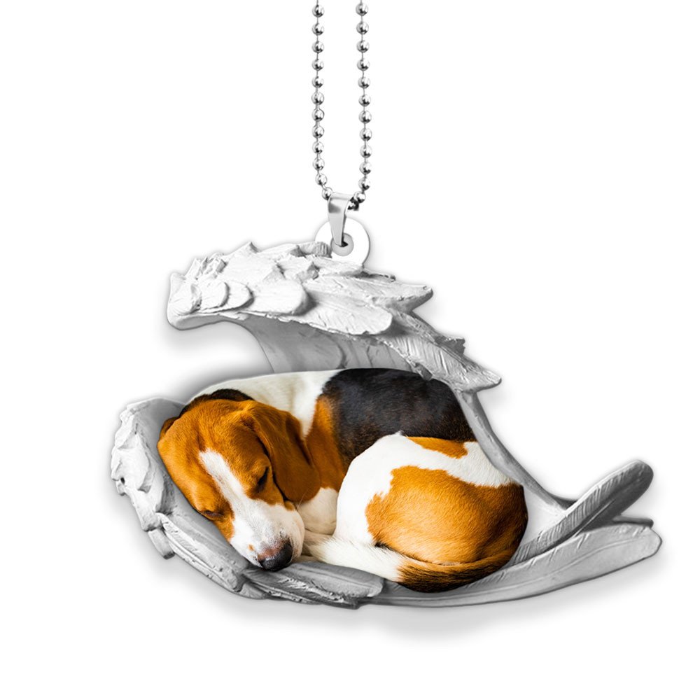 Ornaments- Beagle- Sleeping Angel-Two Sided Ornament, Dog Ornaments, Car Ornament - Best gifts your whole family