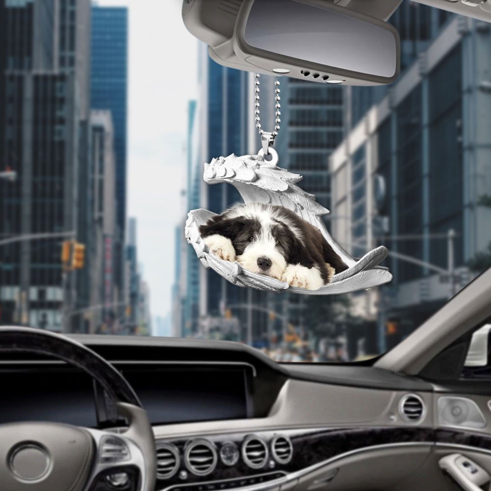 Ornaments- Bearded Collie- Sleeping Angel-Two Sided Ornament, Dog Ornaments, Car Ornament - Best gifts your whole family