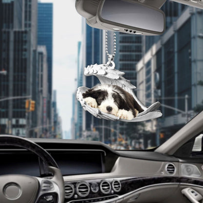 Ornaments- Bearded Collie- Sleeping Angel-Two Sided Ornament, Dog Ornaments, Car Ornament - Best gifts your whole family
