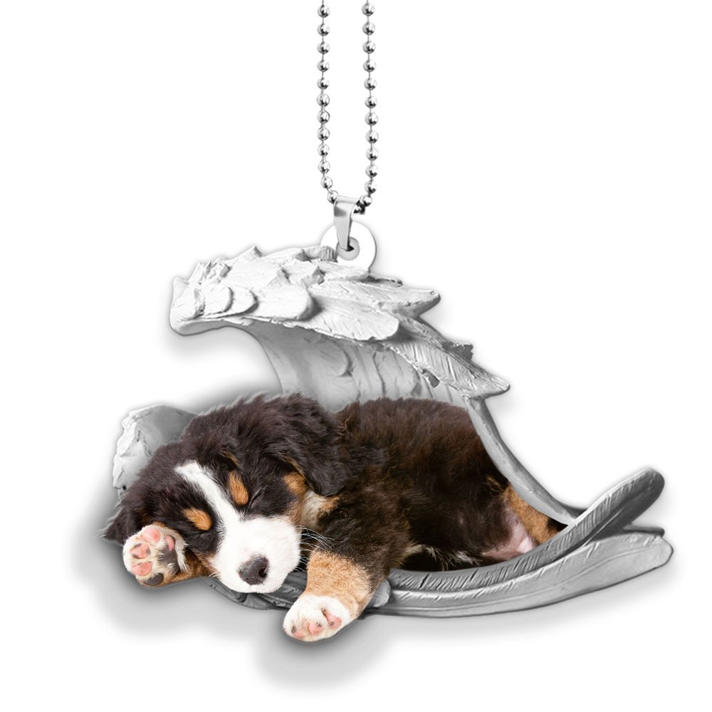 Ornaments- Bernese Mountainn- Sleeping Angel-Two Sided Ornament, Dog Ornaments, Car Ornament - Best gifts your whole family