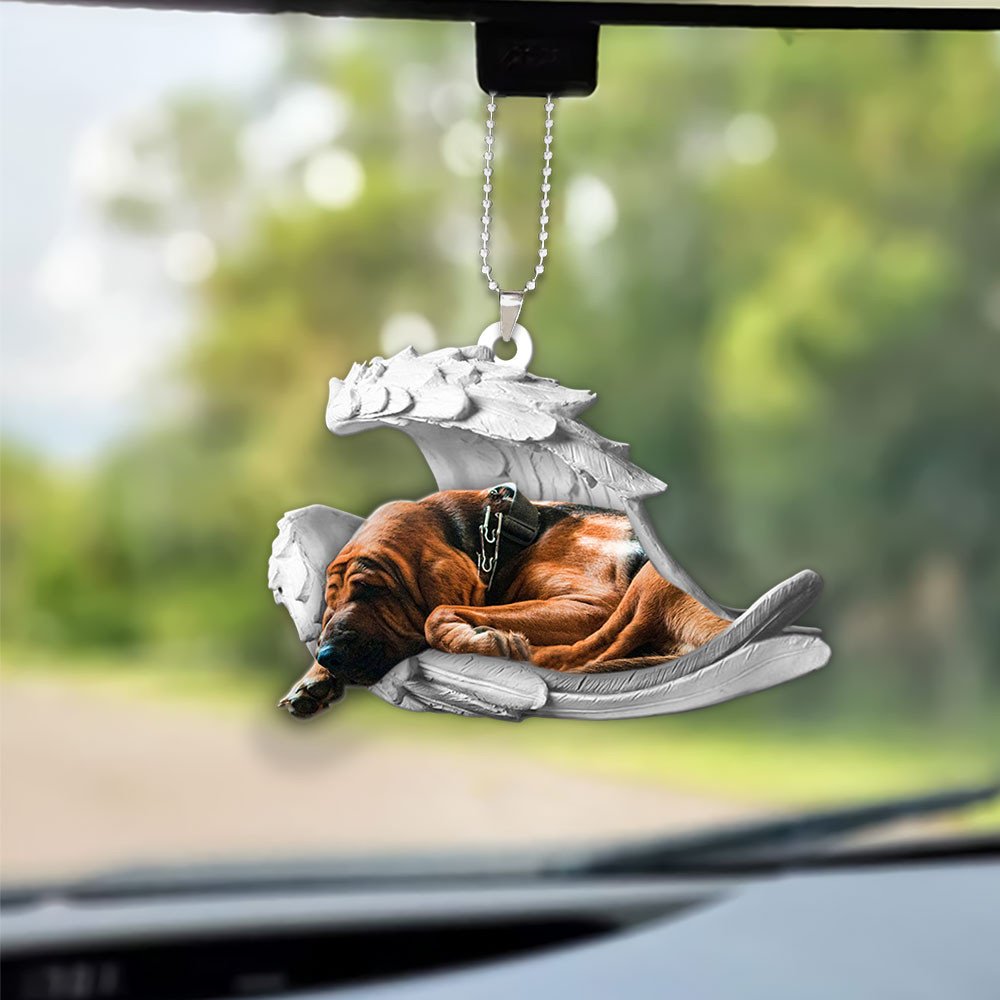 Ornaments- Bloodhound- Sleeping Angel-Two Sided Ornament, Dog Ornaments, Car Ornament - Best gifts your whole family