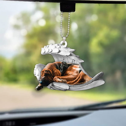 Ornaments- Bloodhound- Sleeping Angel-Two Sided Ornament, Dog Ornaments, Car Ornament - Best gifts your whole family