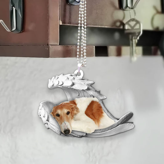 Ornaments- Borzoi- Sleeping Angel-Two Sided Ornament, Dog Ornaments, Car Ornament - Best gifts your whole family