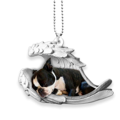 Ornaments- Boston Terrier- Sleeping Angel-Two Sided Ornament, Dog Ornaments, Car Ornament - Best gifts your whole family