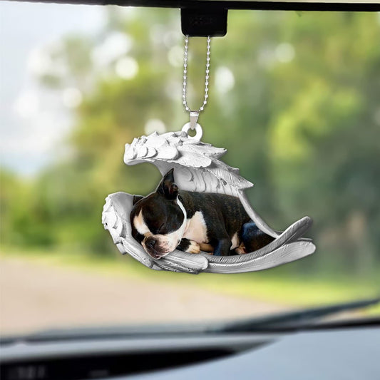 Ornaments- Boston Terrier- Sleeping Angel-Two Sided Ornament, Dog Ornaments, Car Ornament - Best gifts your whole family