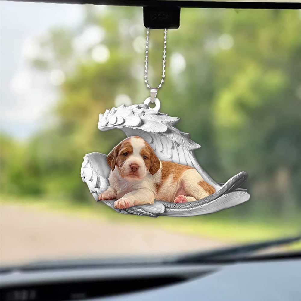 Ornaments- Brittany- Sleeping Angel-Two Sided Ornament, Dog Ornaments, Car Ornament - Best gifts your whole family