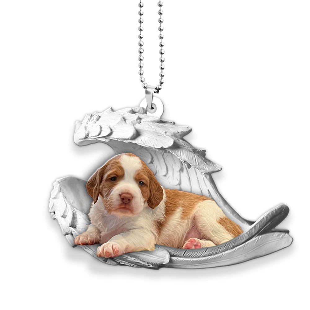 Ornaments- Brittany- Sleeping Angel-Two Sided Ornament, Dog Ornaments, Car Ornament - Best gifts your whole family