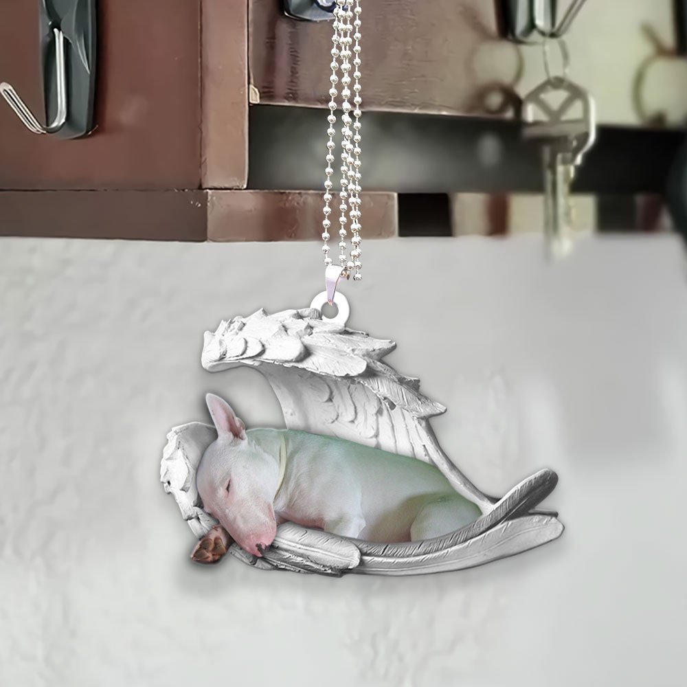 Ornaments- Bull Terrier- Sleeping Angel-Two Sided Ornament, Dog Ornaments, Car Ornament - Best gifts your whole family