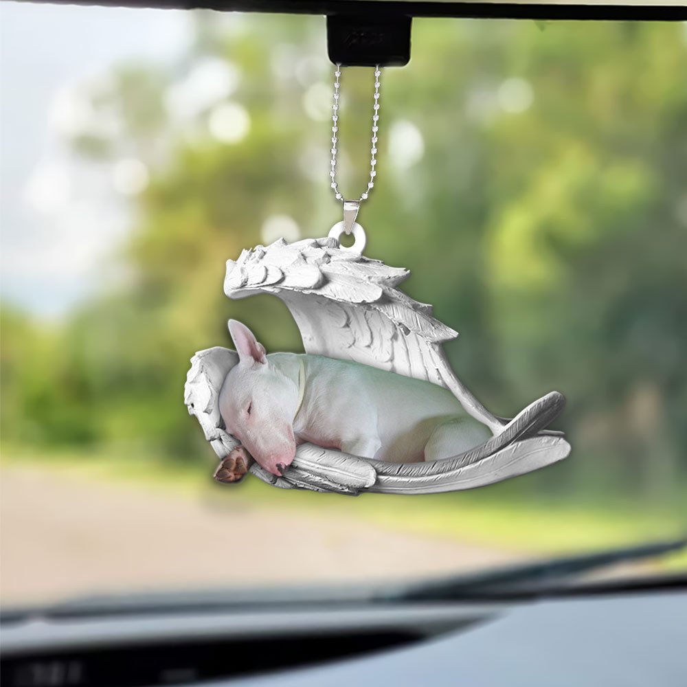 Ornaments- Bull Terrier- Sleeping Angel-Two Sided Ornament, Dog Ornaments, Car Ornament - Best gifts your whole family