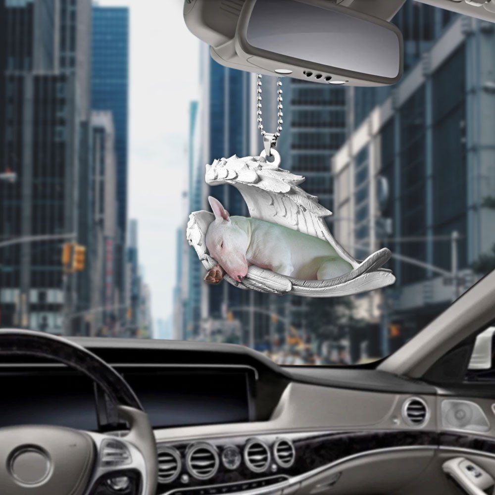 Ornaments- Bull Terrier- Sleeping Angel-Two Sided Ornament, Dog Ornaments, Car Ornament - Best gifts your whole family