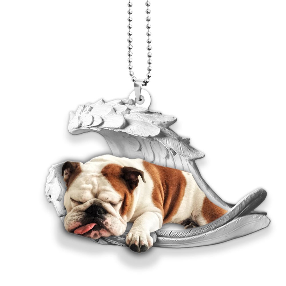 Ornaments- Bulldog- Sleeping Angel-Two Sided Ornament, Dog Ornaments, Car Ornament - Best gifts your whole family